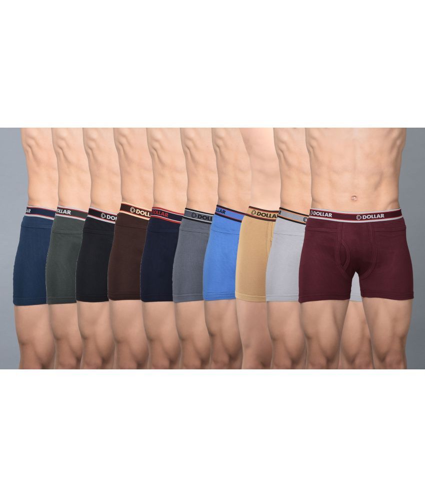     			Pack of 10 Dollar Bigboss Assorted Solid Cotton Blend Men Trunk