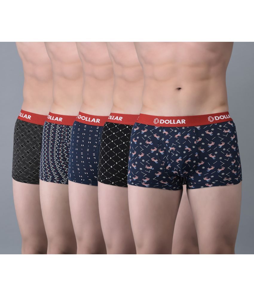     			Pack of 5 Dollar Bigboss Assorted Printed Cotton Blend Men Trunk