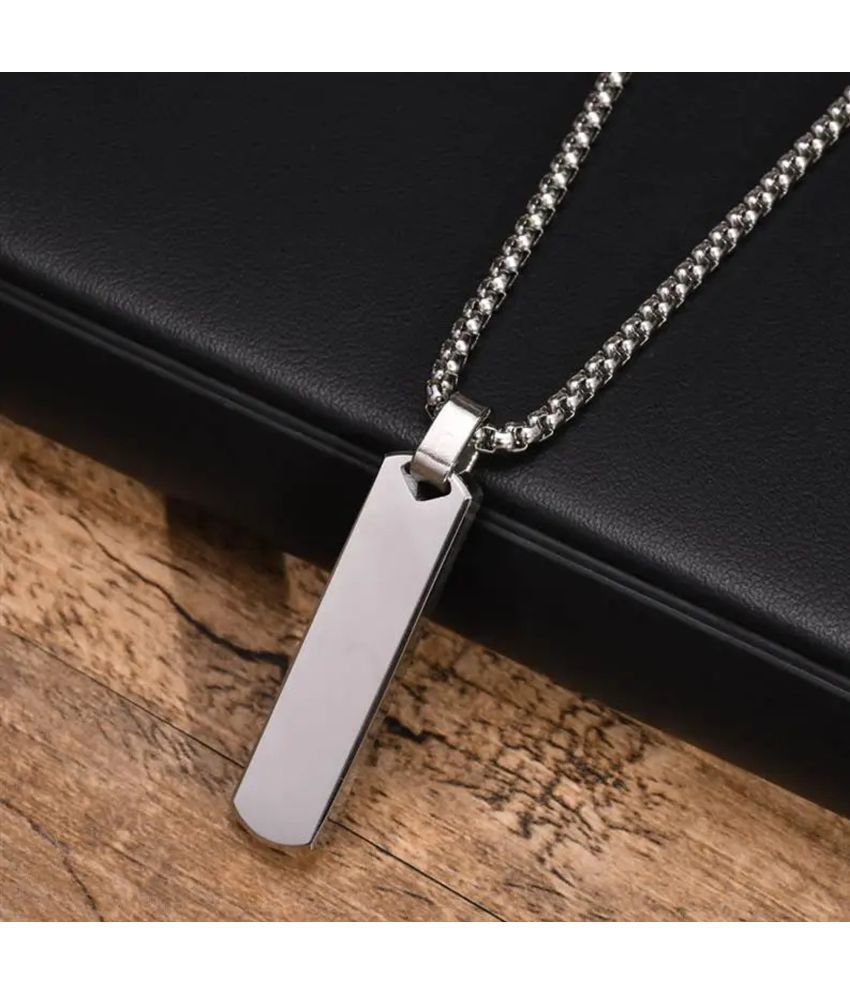     			Fashion Frill Silver Chain For Men Stainless Steel Bar Pendant Silver Chain Pendant For Men Boys Love Gifts Mens Jewellery