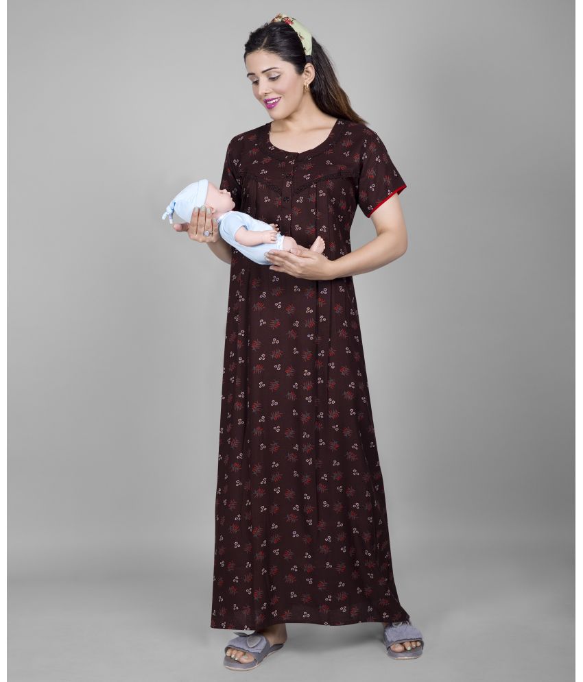     			Mamma's Maternity Brown Rayon Nursing Nighty Single