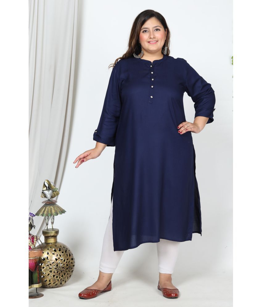     			Pacify Cotton Blend Solid Straight Women's Kurti - Blue ( Pack of 1 )