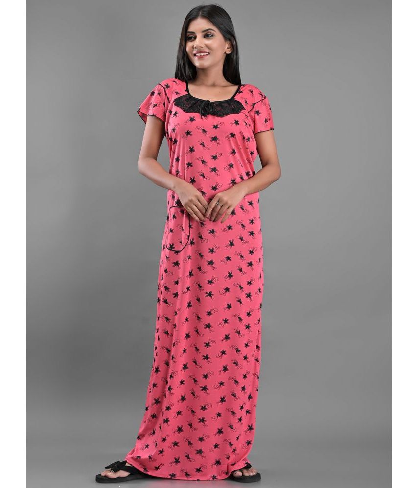     			rajeraj Pink Satin Women's Nightwear Nighty & Night Gowns ( Pack of 1 )