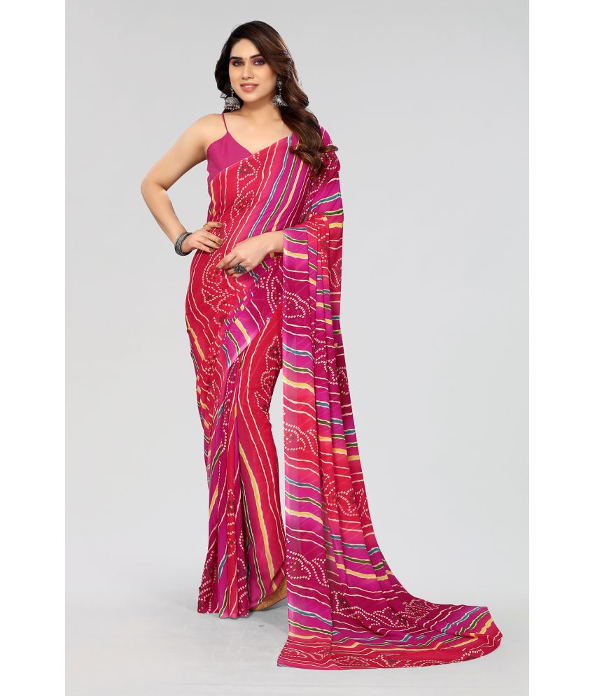     			ANAND SAREES Georgette Printed Saree Without Blouse Piece - Pink ( Pack of 1 )