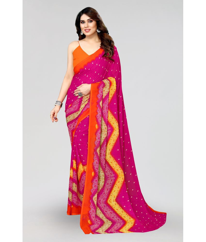     			ANAND SAREES Georgette Printed Saree Without Blouse Piece - Pink ( Pack of 1 )
