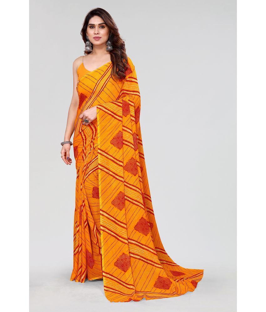     			ANAND SAREES Georgette Printed Saree Without Blouse Piece - Yellow ( Pack of 1 )