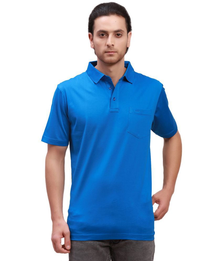     			Colorplus Cotton Slim Fit Solid Half Sleeves Men's Polo T-Shirt - Blue ( Pack of 1 )