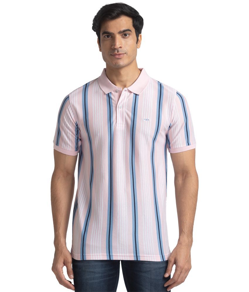     			Colorplus Cotton Slim Fit Striped Half Sleeves Men's Polo T-Shirt - Red ( Pack of 1 )