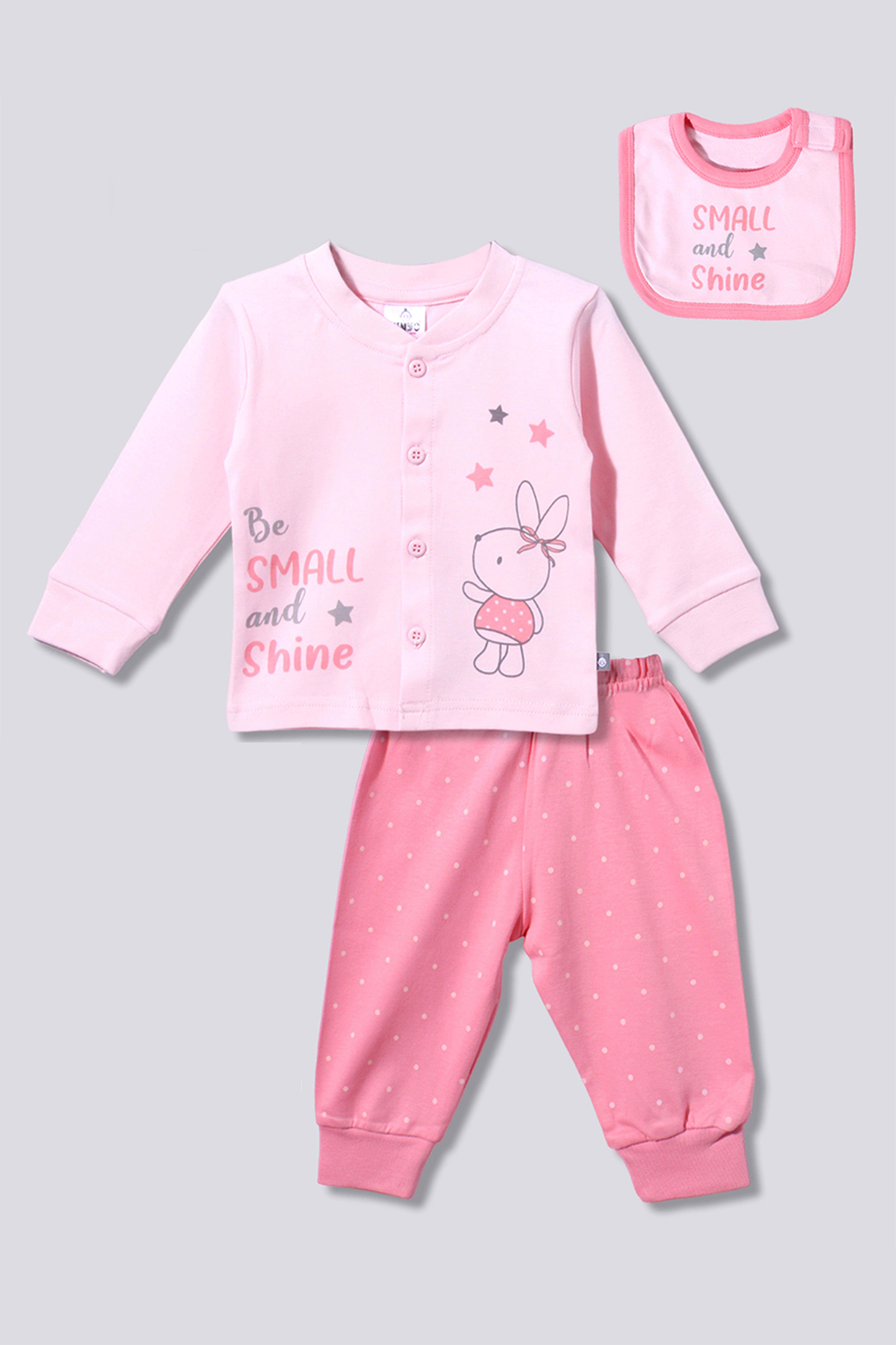    			TINYO Pink Cotton Baby Boy Sweatshirt & Jogger Set ( Pack of 1 )