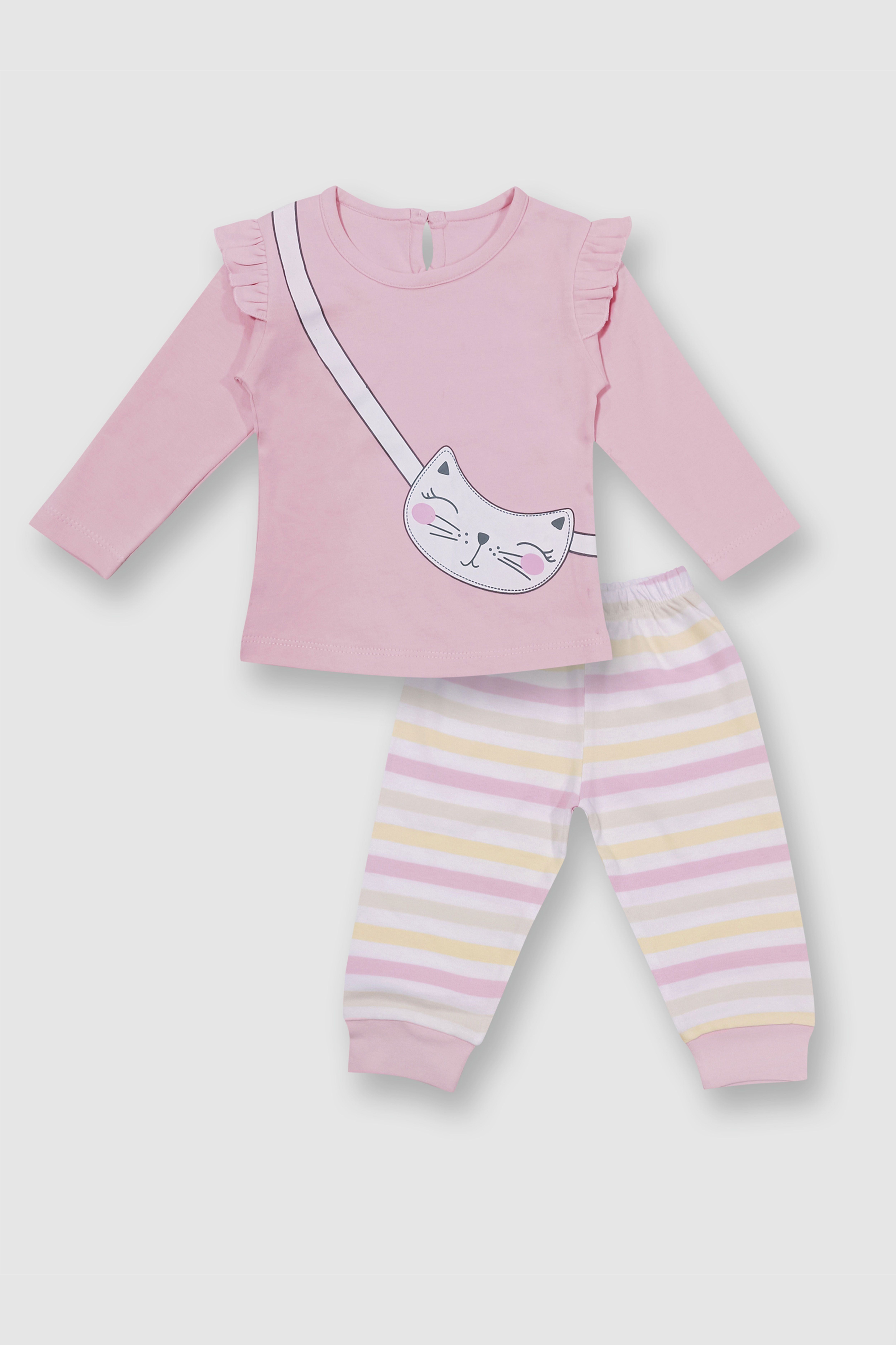     			TINYO Pink Cotton Baby Girl Top & Trouser ( Pack of 1 )