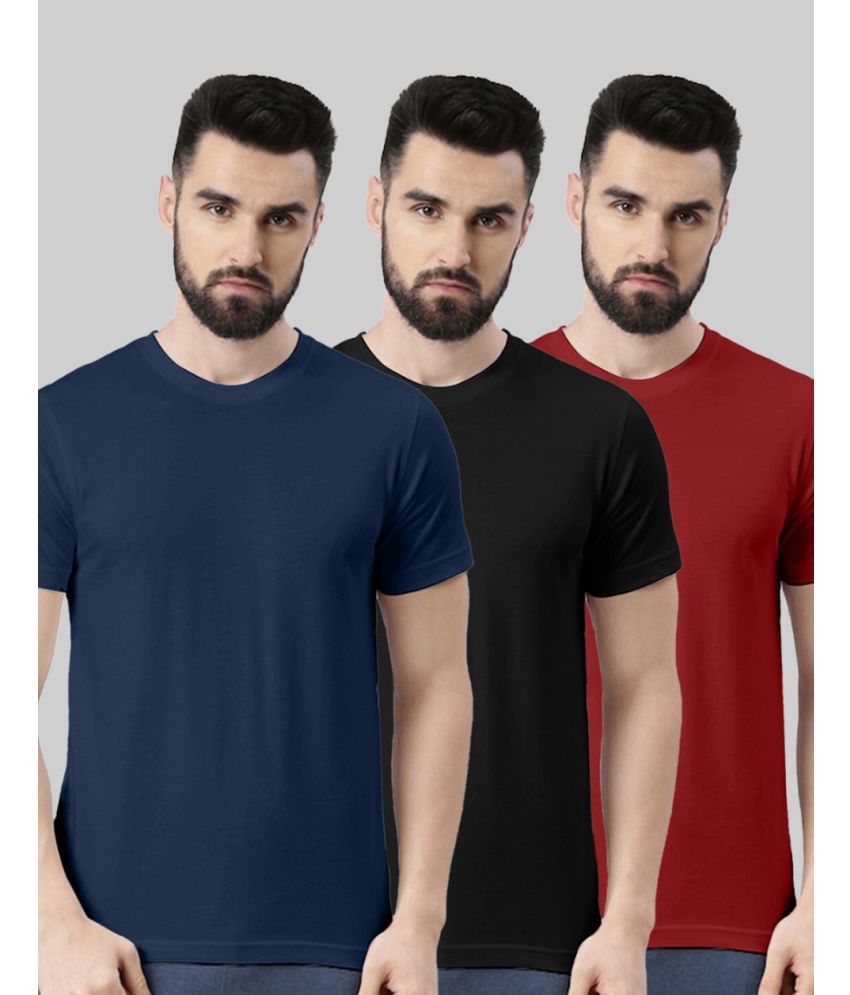     			Veirdo 100% Cotton Regular Fit Solid Half Sleeves Men's T-Shirt - Maroon ( Pack of 3 )