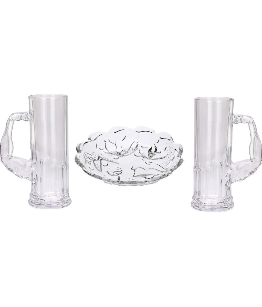     			1st Time Bottle, Glass, Plate Transparent Glass Dinner Set ( Pack of 3 )