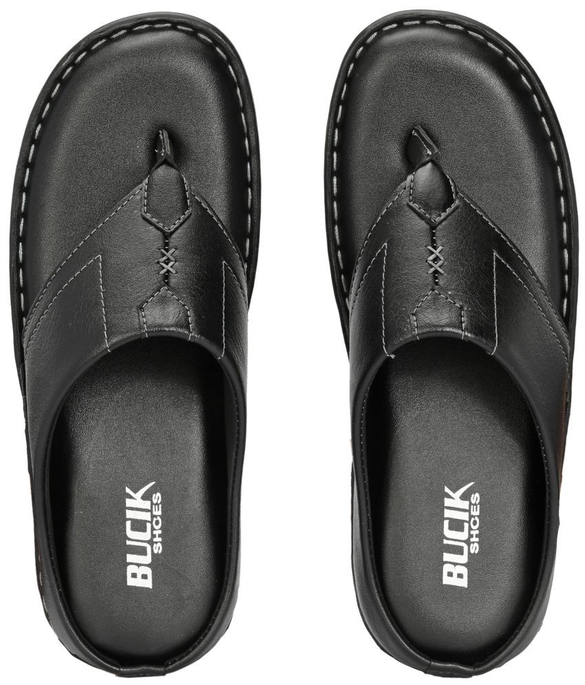     			Bucik BLACK Men's Leather Slipper