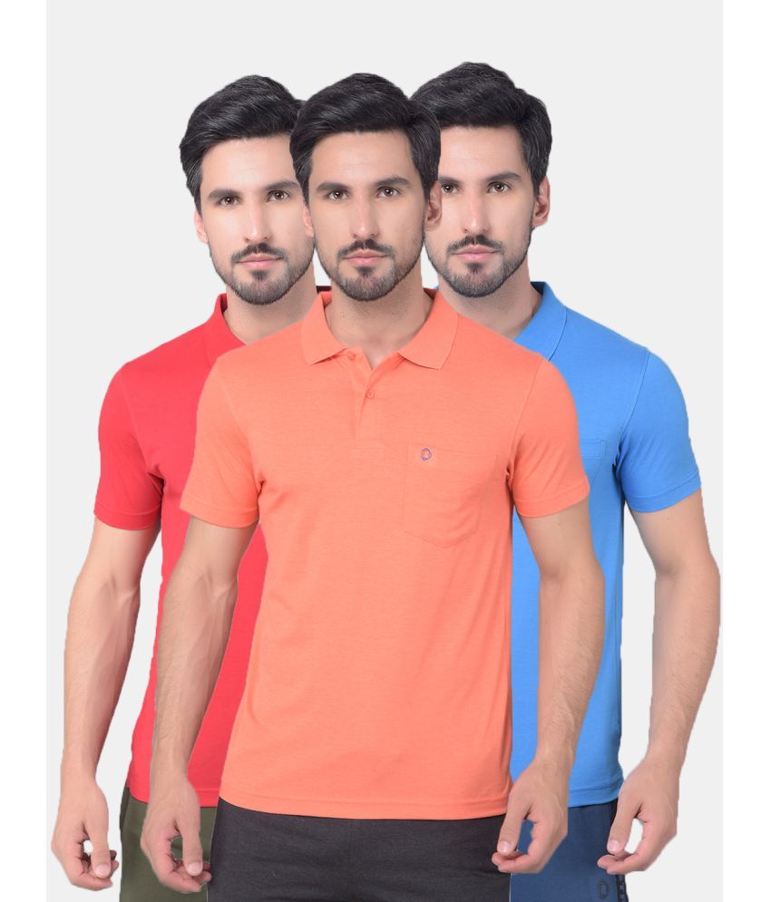     			Dollar Cotton Blend Regular Fit Solid Half Sleeves Men's Polo T Shirt - Multicolor ( Pack of 3 )