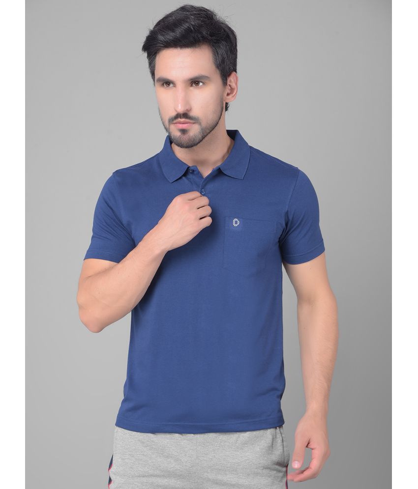     			Dollar Cotton Blend Regular Fit Solid Half Sleeves Men's Polo T Shirt - Indigo ( Pack of 1 )