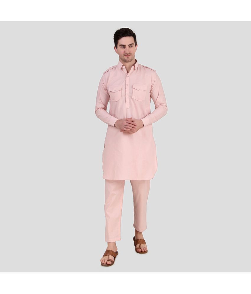     			Preen Pink Cotton Blend Regular Fit Men's Pathani Suit ( Pack of 1 )