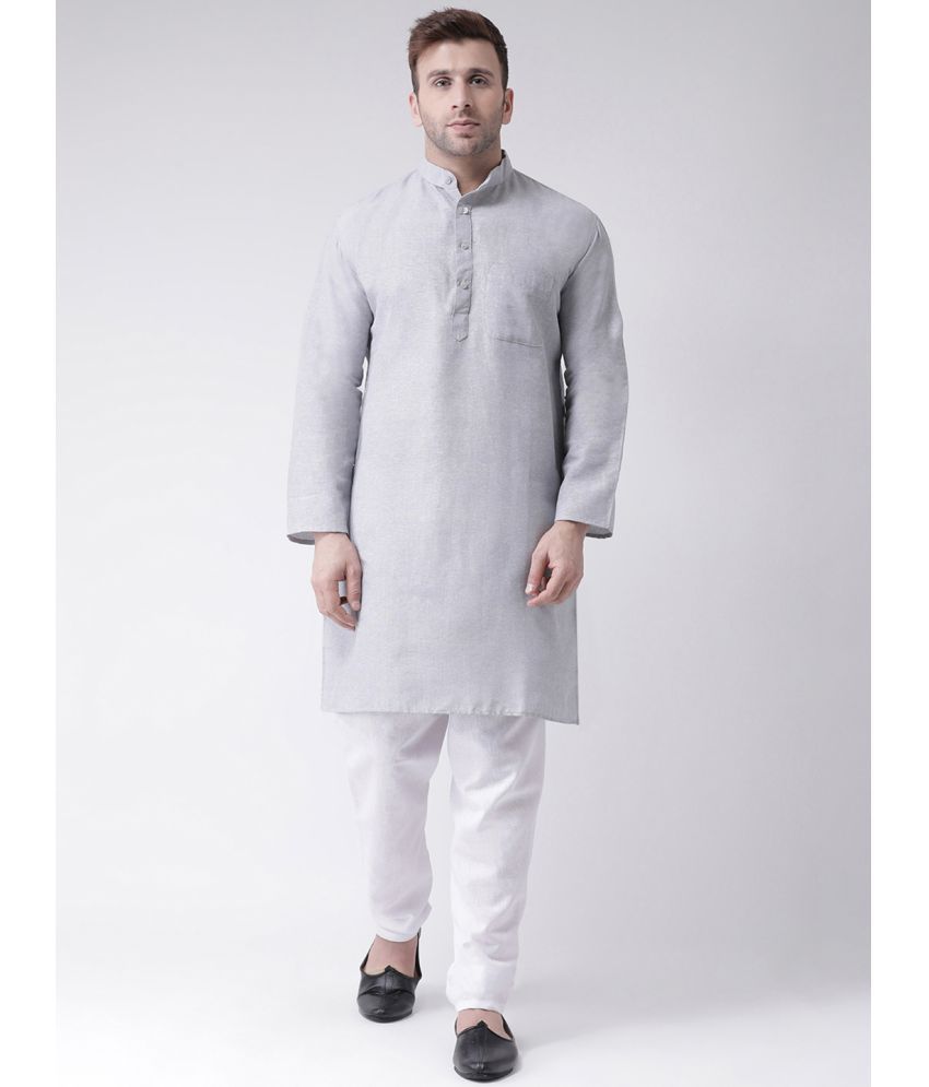     			RIAG Grey Melange Cotton Men's Regular Kurta ( Pack of 1 )