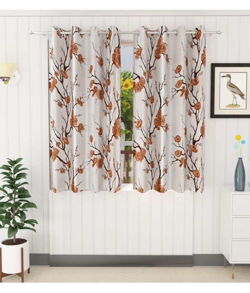     			Stella Creations Abstract Printed Room Darkening Eyelet Curtain 5 ft ( Pack of 2 ) - Brown