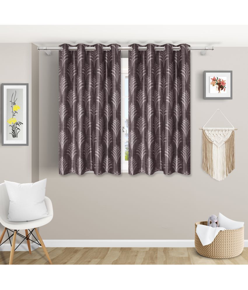     			Stella Creations Abstract Printed Room Darkening Eyelet Curtain 5 ft ( Pack of 2 ) - Brown