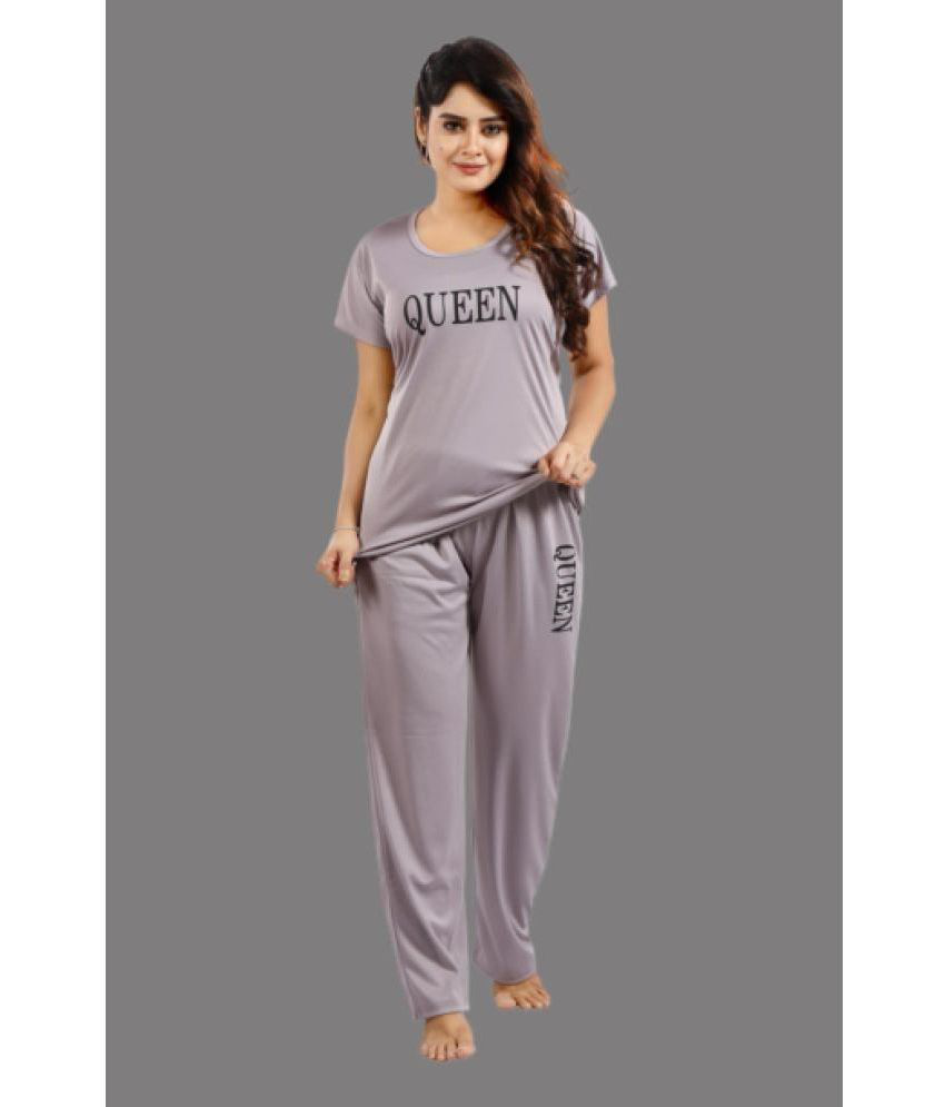     			BAILEY SELLS Grey Satin Women's Nightwear Nightsuit Sets ( Pack of 1 )