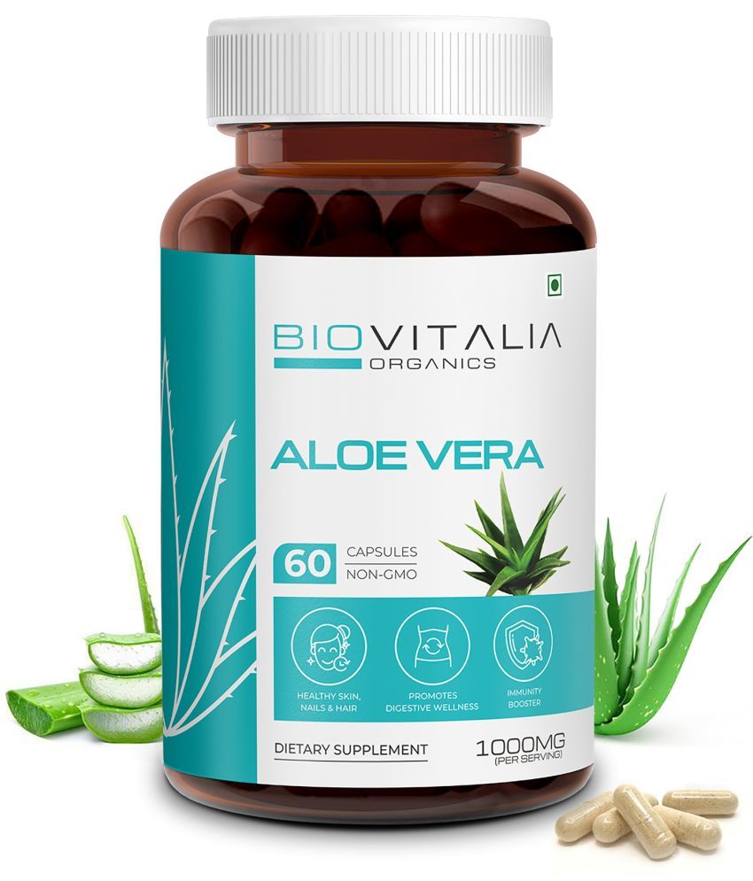     			Biovitalia Organics Aloevera Healthy Skin, Nails & Hair, Promotes Digestive Wellness(60 Capsules)