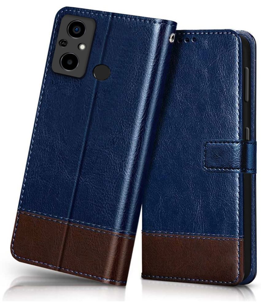     			Fashionury Blue Flip Cover Leather Compatible For POCO C55 ( Pack of 1 )