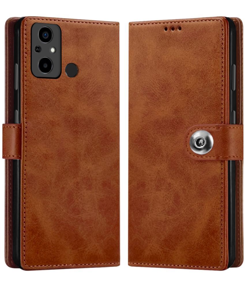     			Fashionury Brown Flip Cover Leather Compatible For POCO C55 ( Pack of 1 )