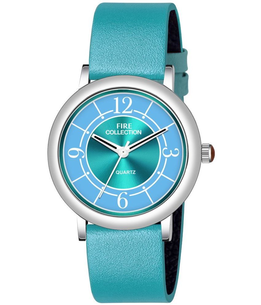     			Fire Collection Blue Leather Analog Womens Watch