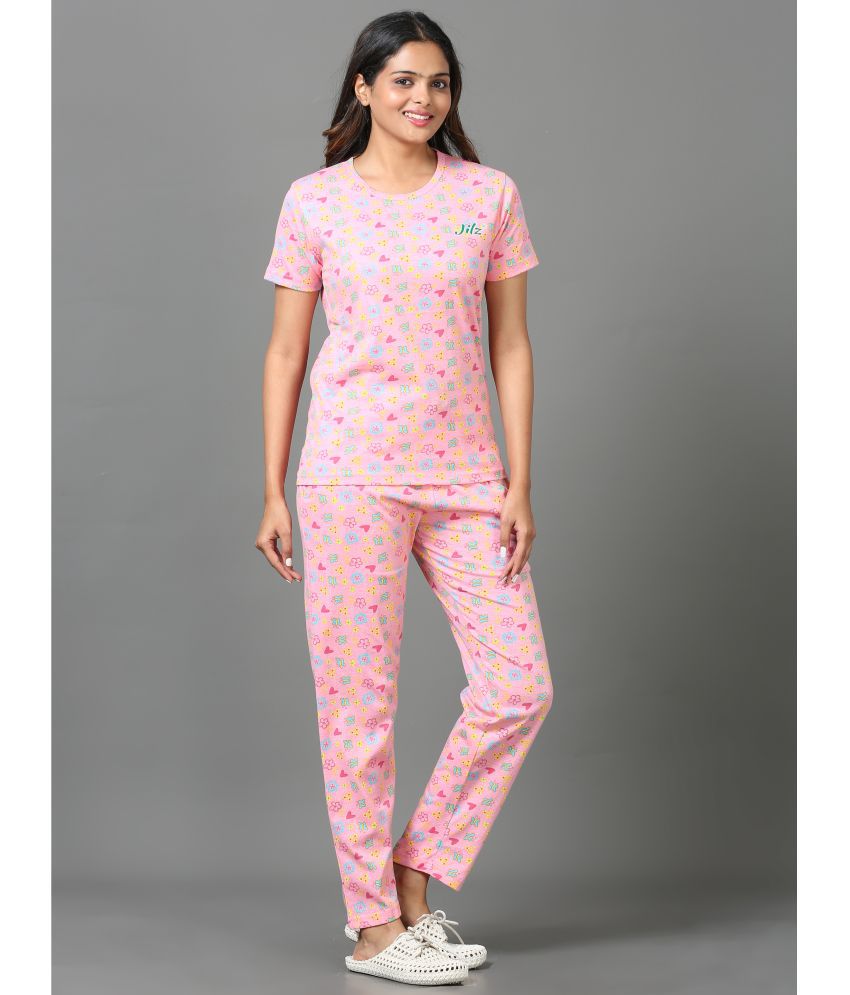     			JILZ Pink Cotton Women's Nightwear Nightsuit Sets ( Pack of 1 )
