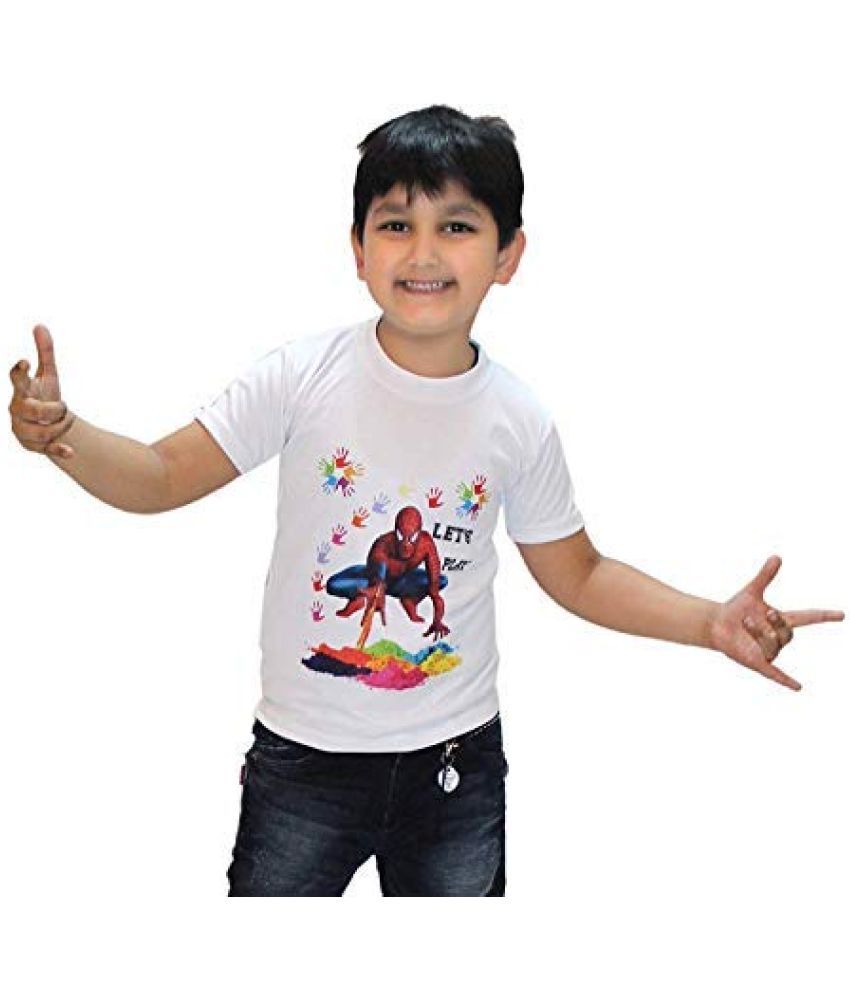     			Kaku Fancy Dresses Boys' & Girls' T-Shirt (Spider T Shirt-22_White_3-4 Years)