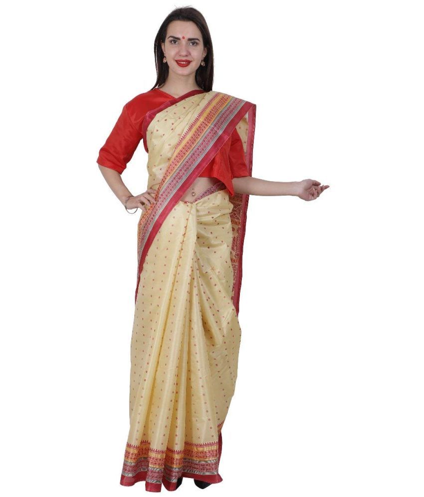     			Kaku Fancy Dresses Indian Ethnic Wear Saree for Women Dance Event Costume - Cream