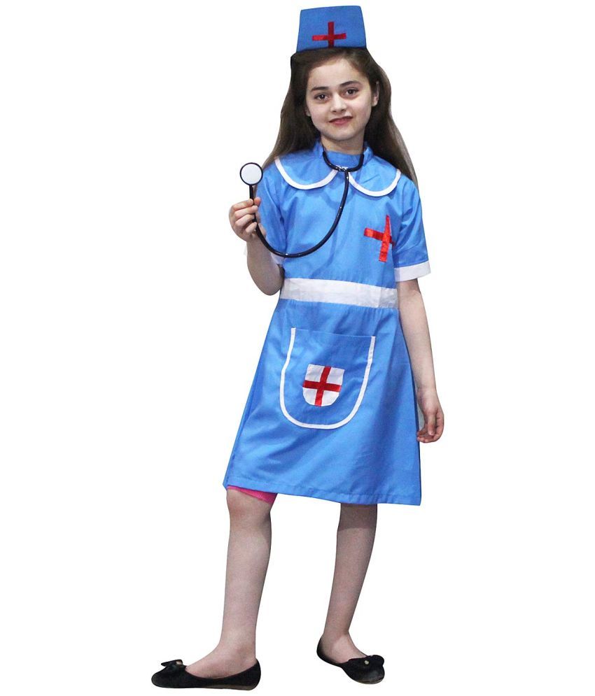     			Kaku Fancy Dresses Our Helper Nurse Costume with Stethescope - Blue, 5-6 Year, for Girls