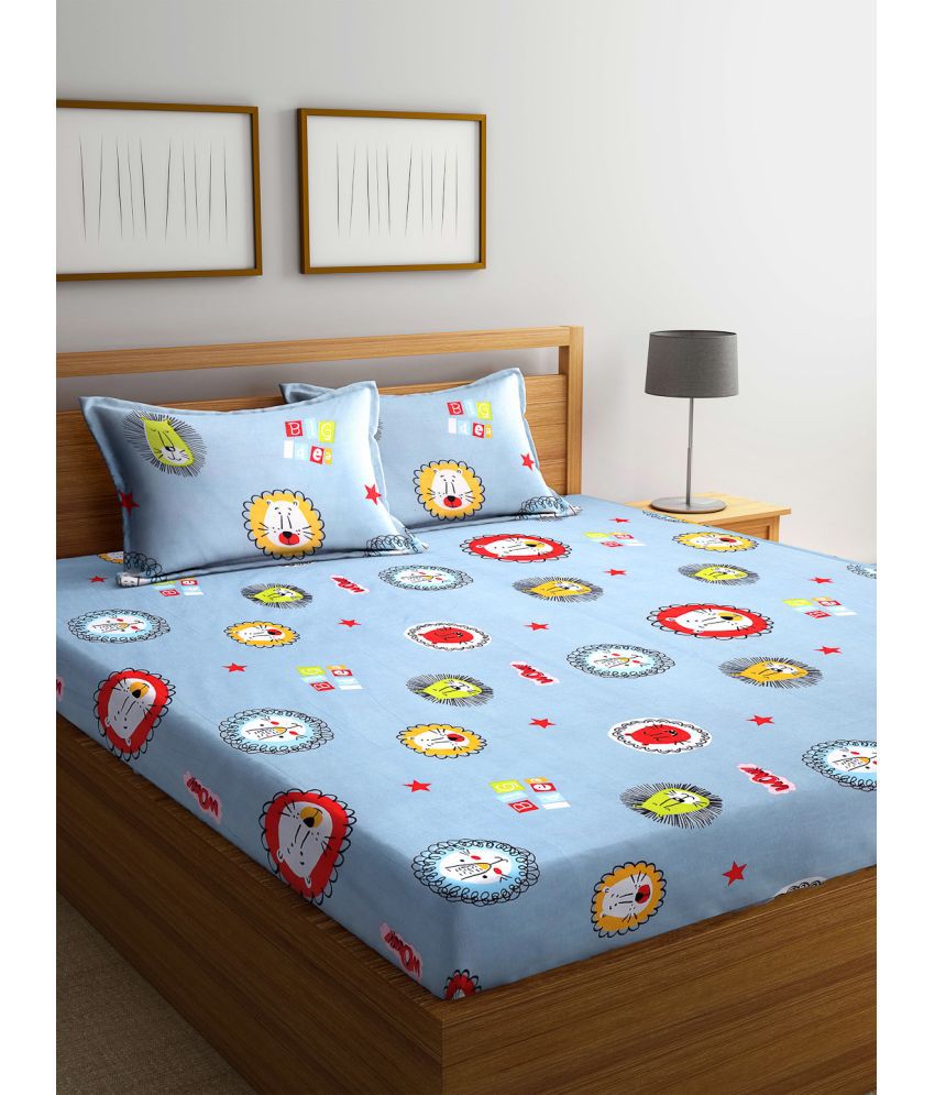     			Klotthe Poly Cotton Abstract 1 Double King Size Bedsheet with 2 Pillow Covers - Multicolor