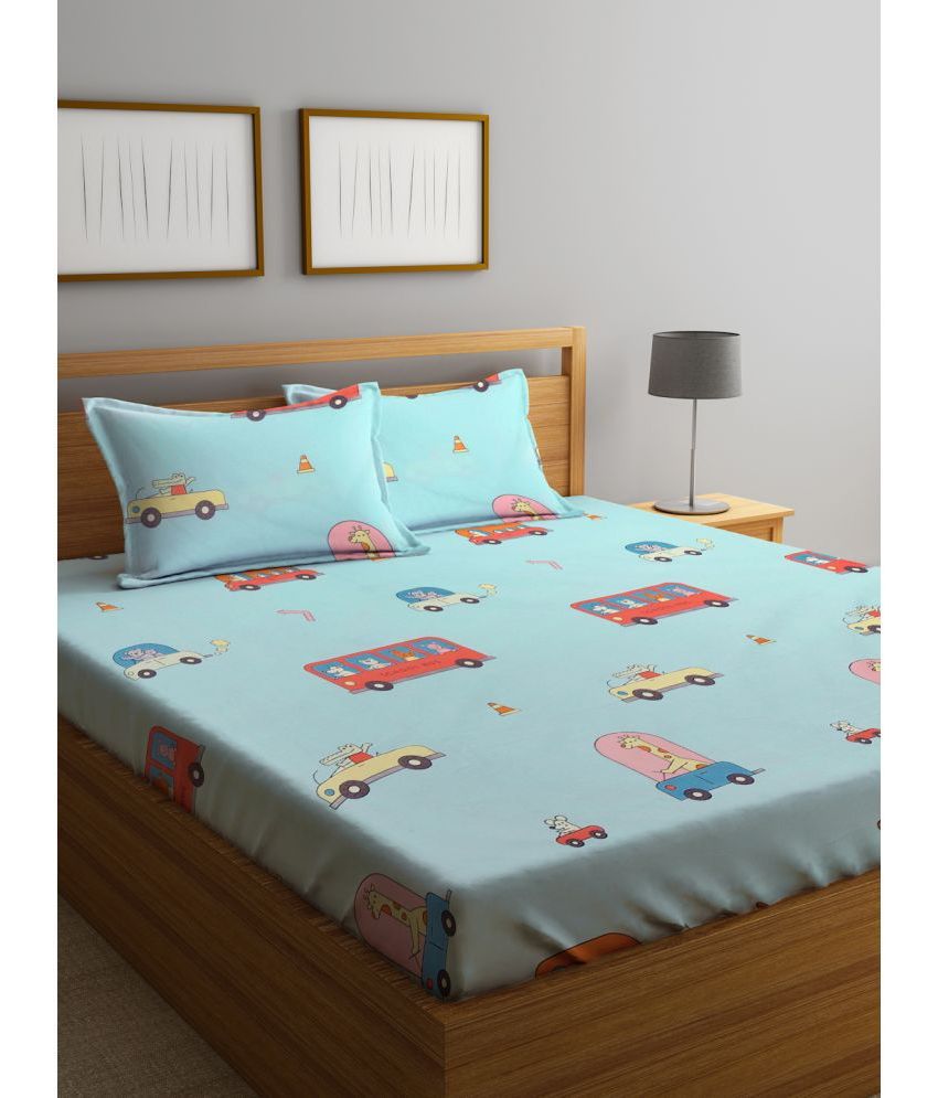     			Klotthe Poly Cotton Humor & Comic 1 Double King Size Bedsheet with 2 Pillow Covers - Sea Green