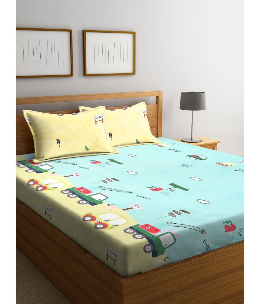     			Klotthe Poly Cotton Humor & Comic 1 Double King Size Bedsheet with 2 Pillow Covers - Navy Blue