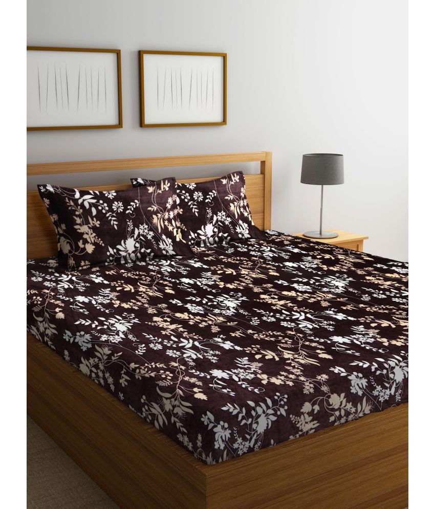     			Klotthe Woollen Nature 1 Double King Size Bedsheet with 2 Pillow Covers - Brown