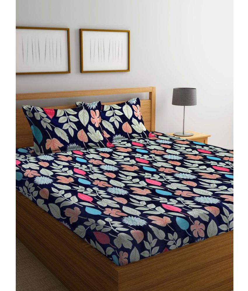     			Klotthe Woollen Nature 1 Double King Size Bedsheet with 2 Pillow Covers - Multicolor