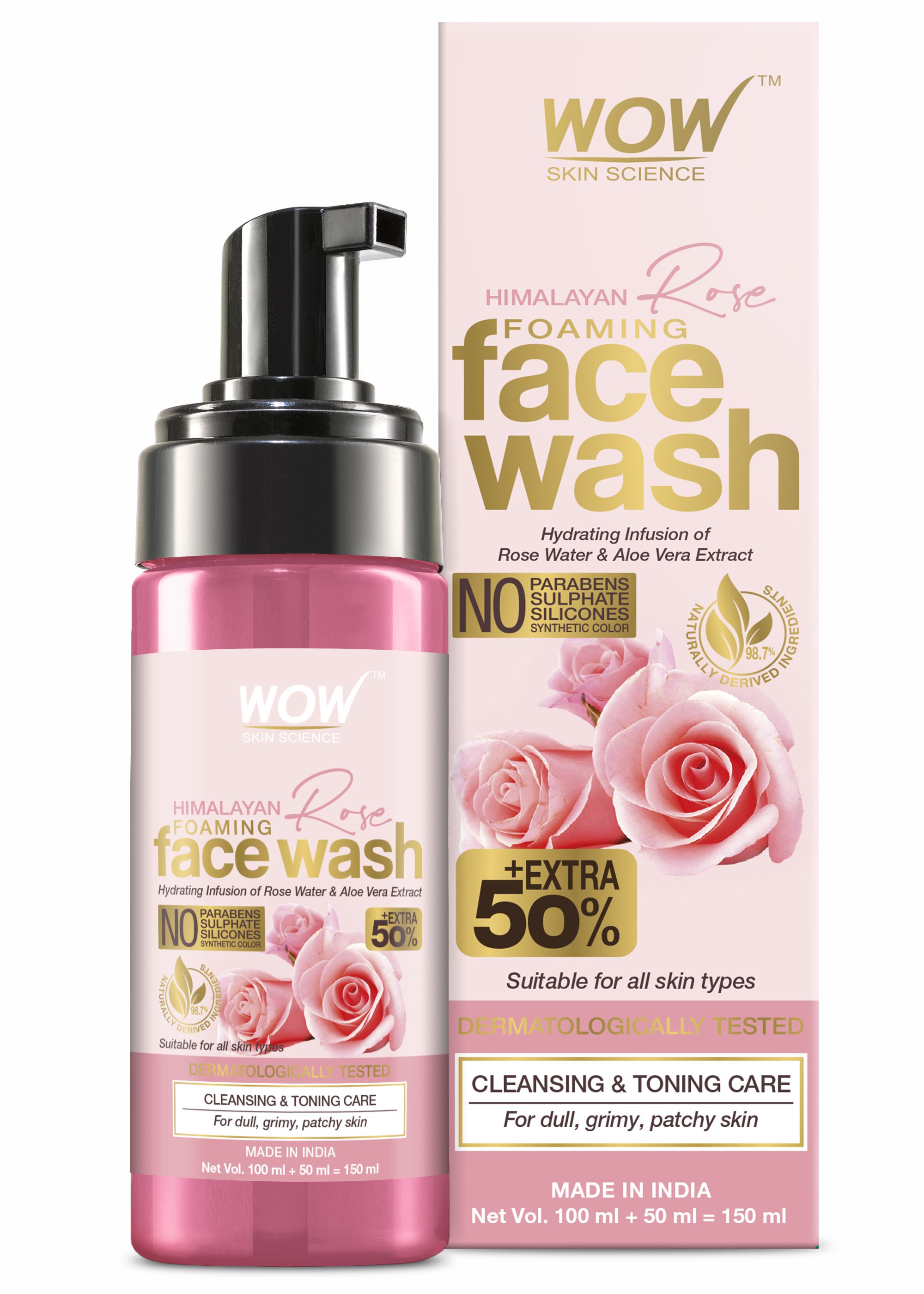     			WOW Skin Science Himalayan Rose Face Wash Tube - for Cleansing & Toning- No Parabens, Sulphates, Silicones & Color - 100mL