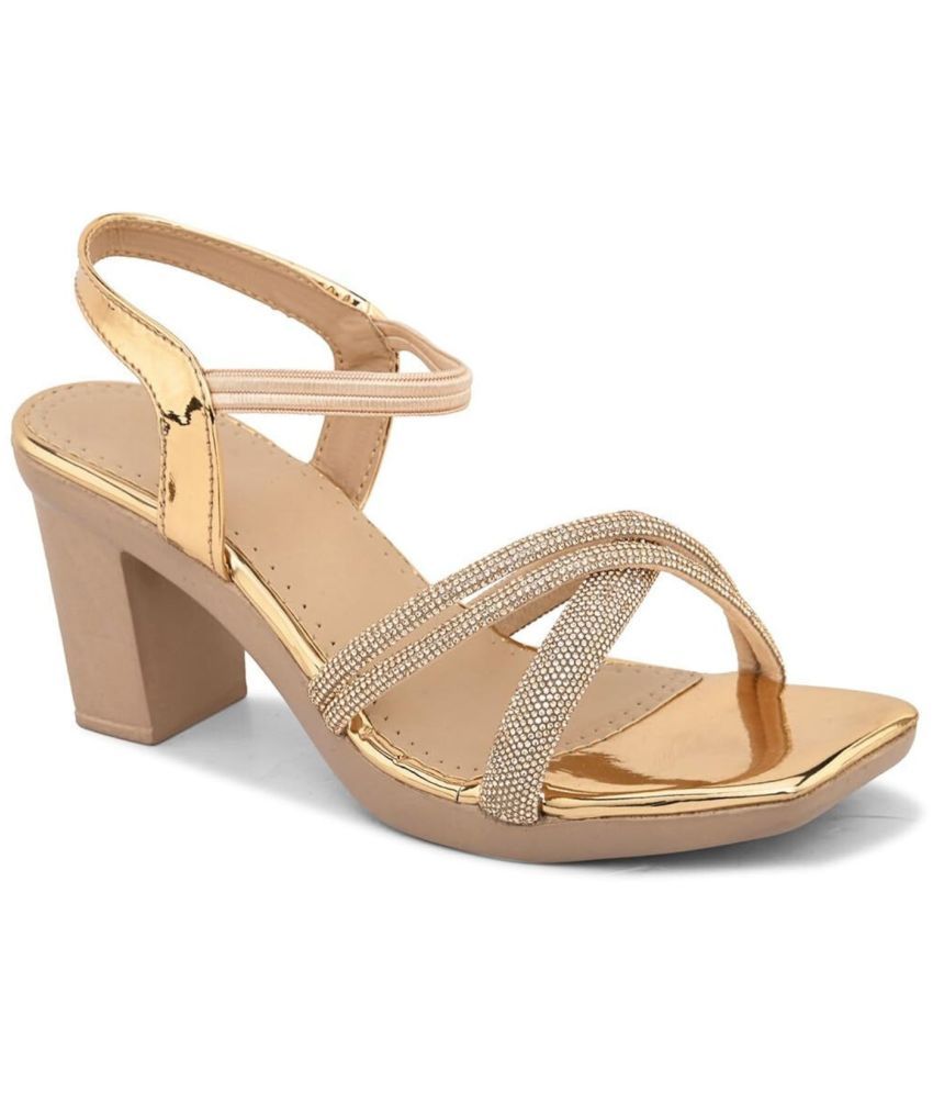     			Stepee Gold Women's Sandal Heels