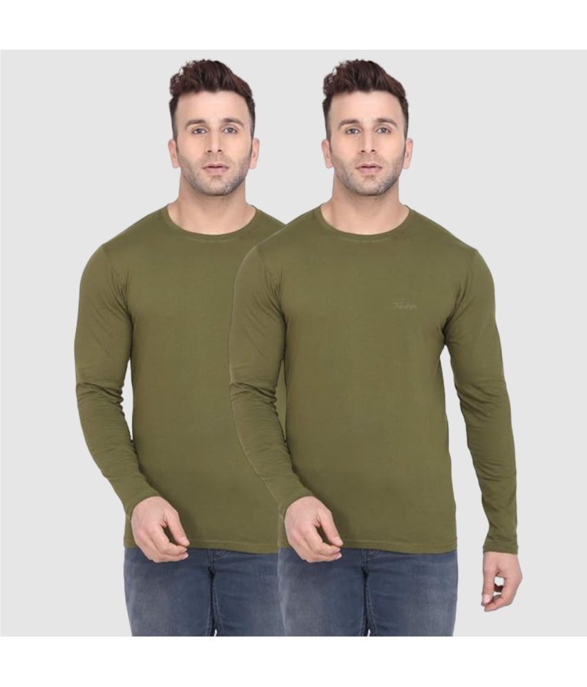     			TAB91 Cotton Blend Regular Fit Solid Full Sleeves Men's T-Shirt - Olive ( Pack of 2 )