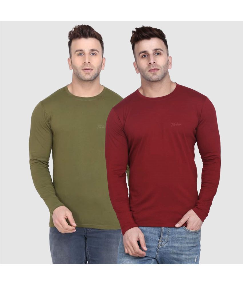     			TAB91 Cotton Blend Regular Fit Solid Full Sleeves Men's T-Shirt - Multicolor ( Pack of 2 )