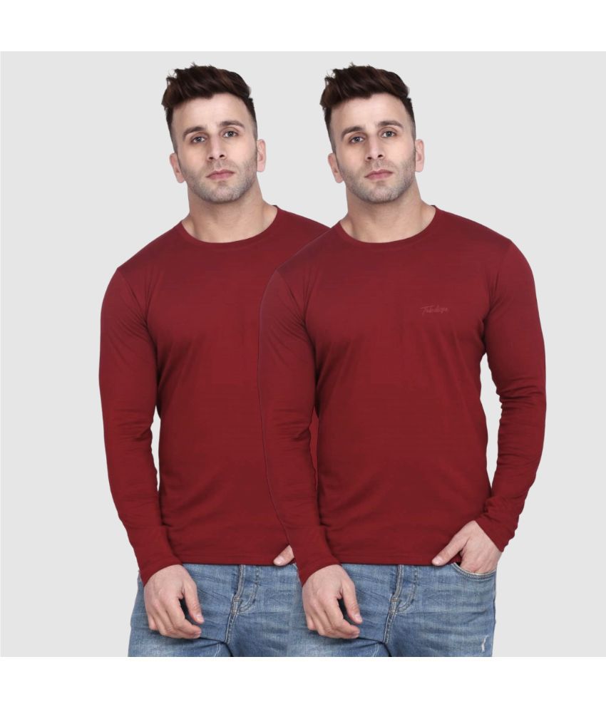     			TAB91 Cotton Blend Regular Fit Solid Full Sleeves Men's T-Shirt - Maroon ( Pack of 2 )