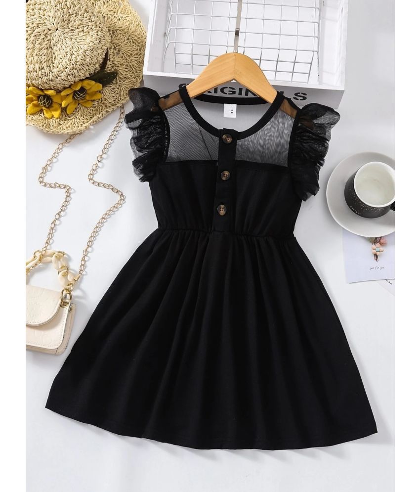    			TIOR Black Lycra Girls A-line Dress ( Pack of 1 )