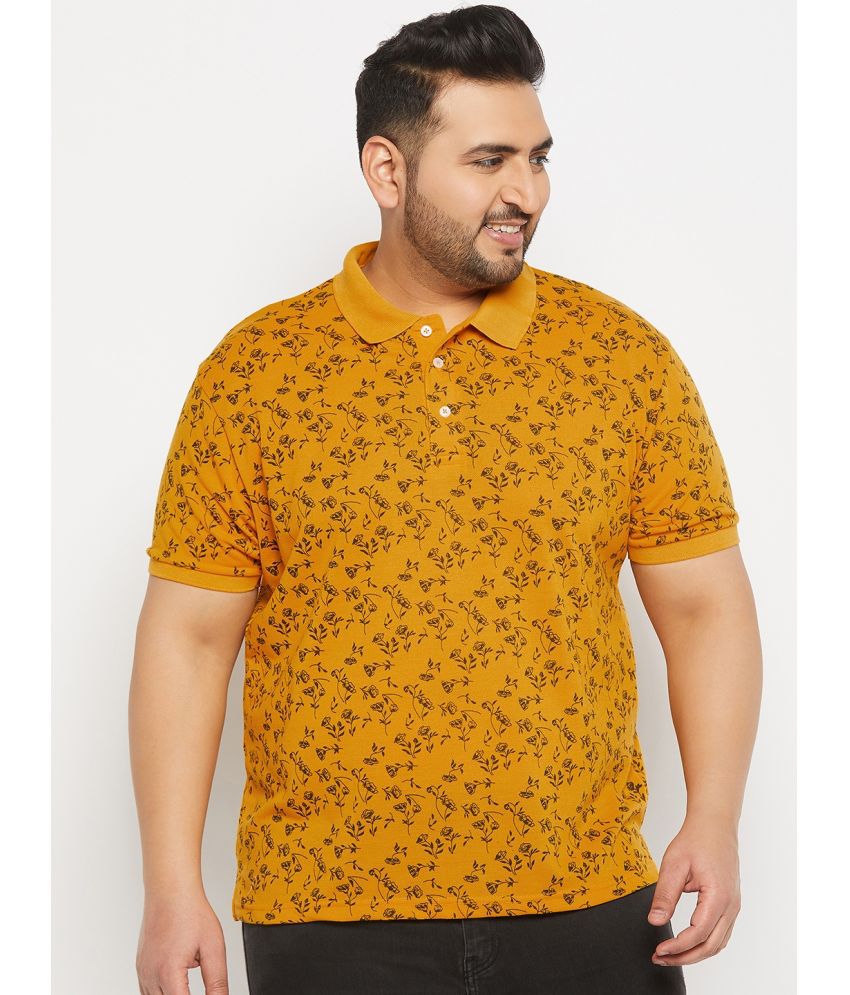     			The Million Club Cotton Blend Regular Fit Printed Half Sleeves Men's Polo T Shirt - Mustard ( Pack of 1 )