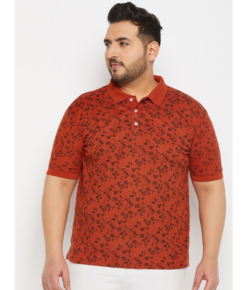     			The Million Club Cotton Blend Regular Fit Printed Half Sleeves Men's Polo T Shirt - Rust ( Pack of 1 )