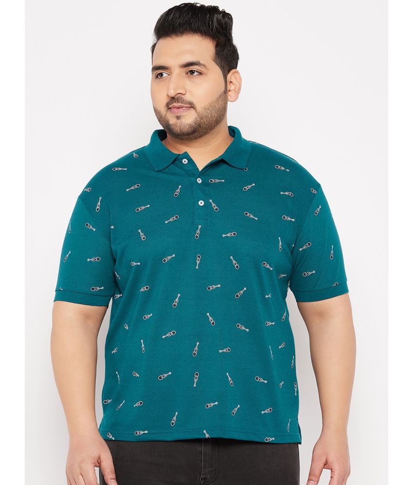     			The Million Club Cotton Blend Regular Fit Printed Half Sleeves Men's Polo T Shirt - Teal Blue ( Pack of 1 )