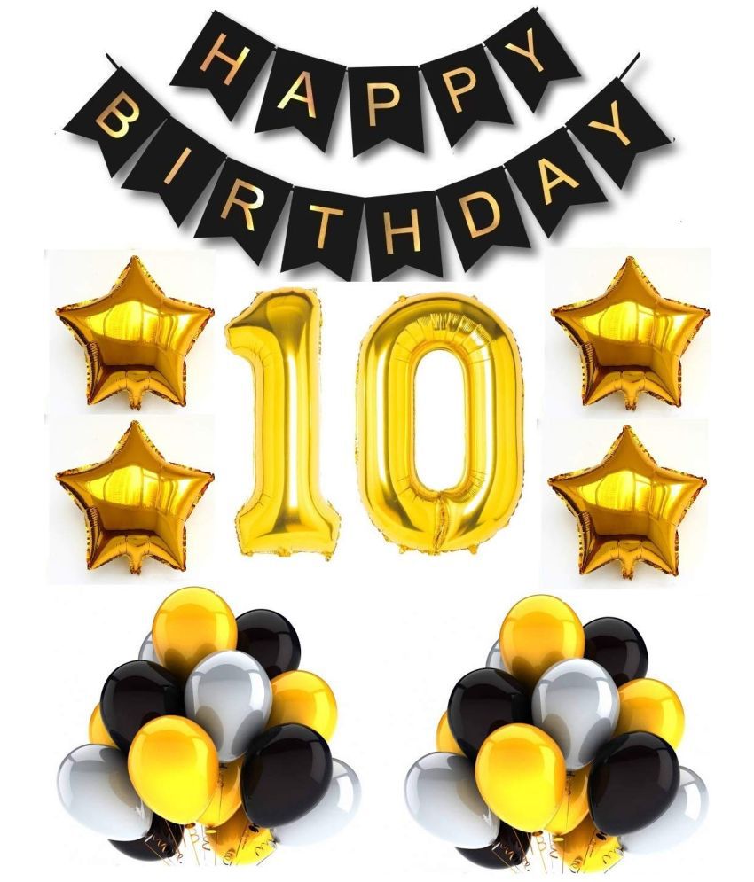     			Urban Classic 10th Birthday Gold-Black-Silver Decoration for Boys, Girl| 10th Birthday Party Decoration