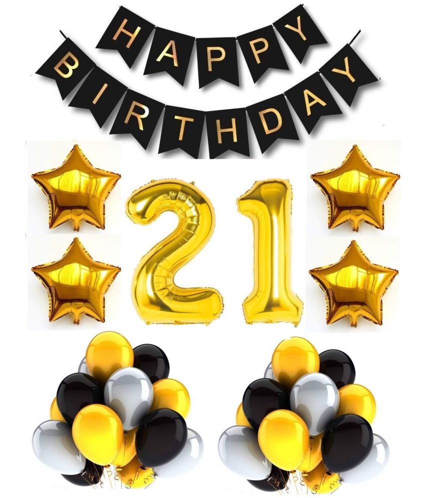     			Urban Classic 21st Birthday Gold-Black-Silver Decoration for Men, Women| 21th Birthday Party Decoration
