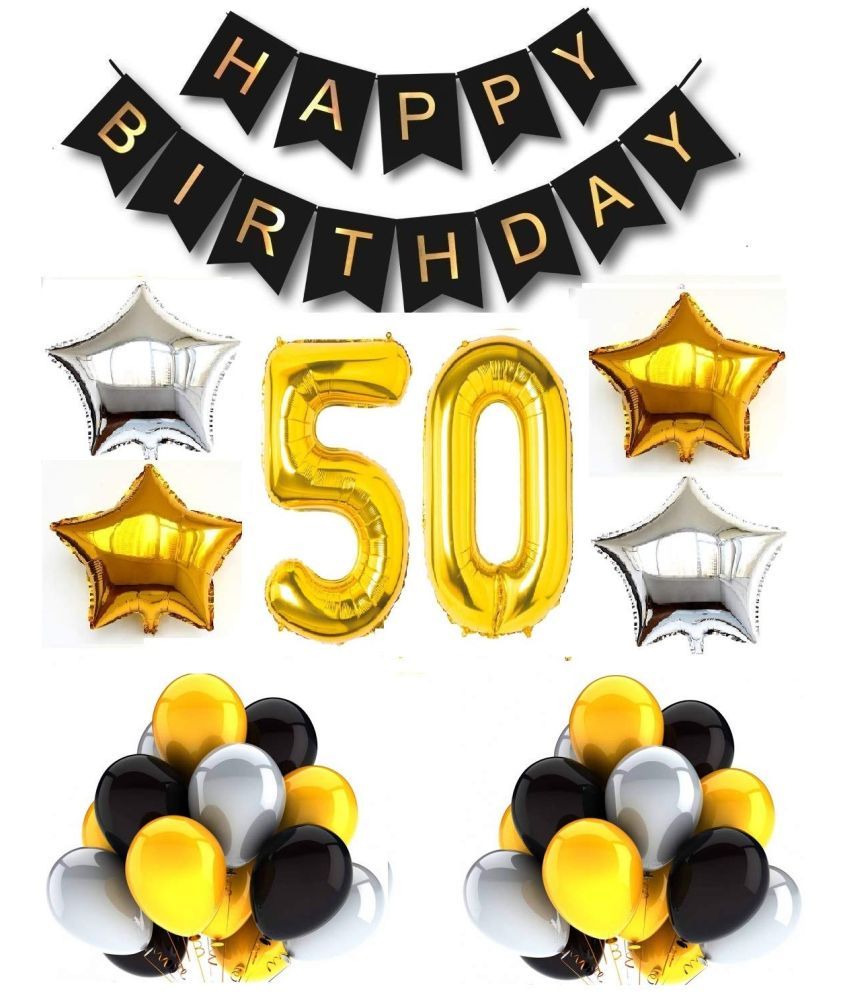     			Urban Classic 50th Birthday Gold-Black-Silver Decoration for Men, Women| 50th Birthday Party Decoration