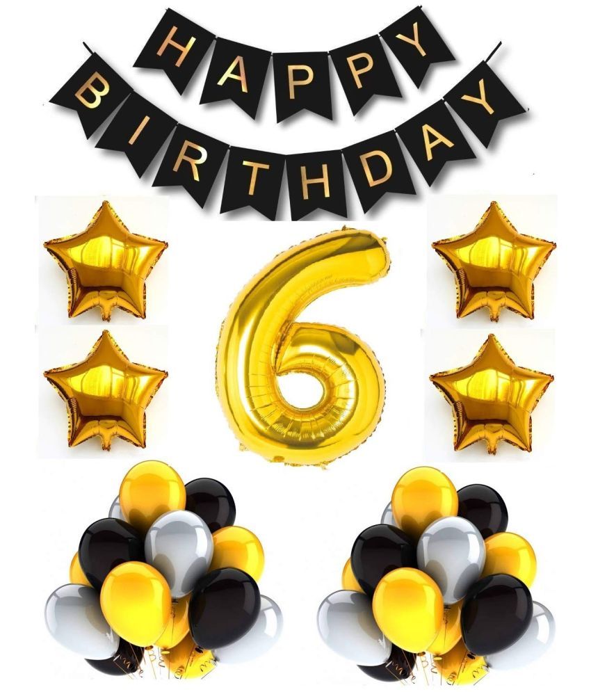     			Urban Classic 5th Birthday Gold-Black-Silver Decoration for Boys, Girl| 6th Birthday Party Decoration