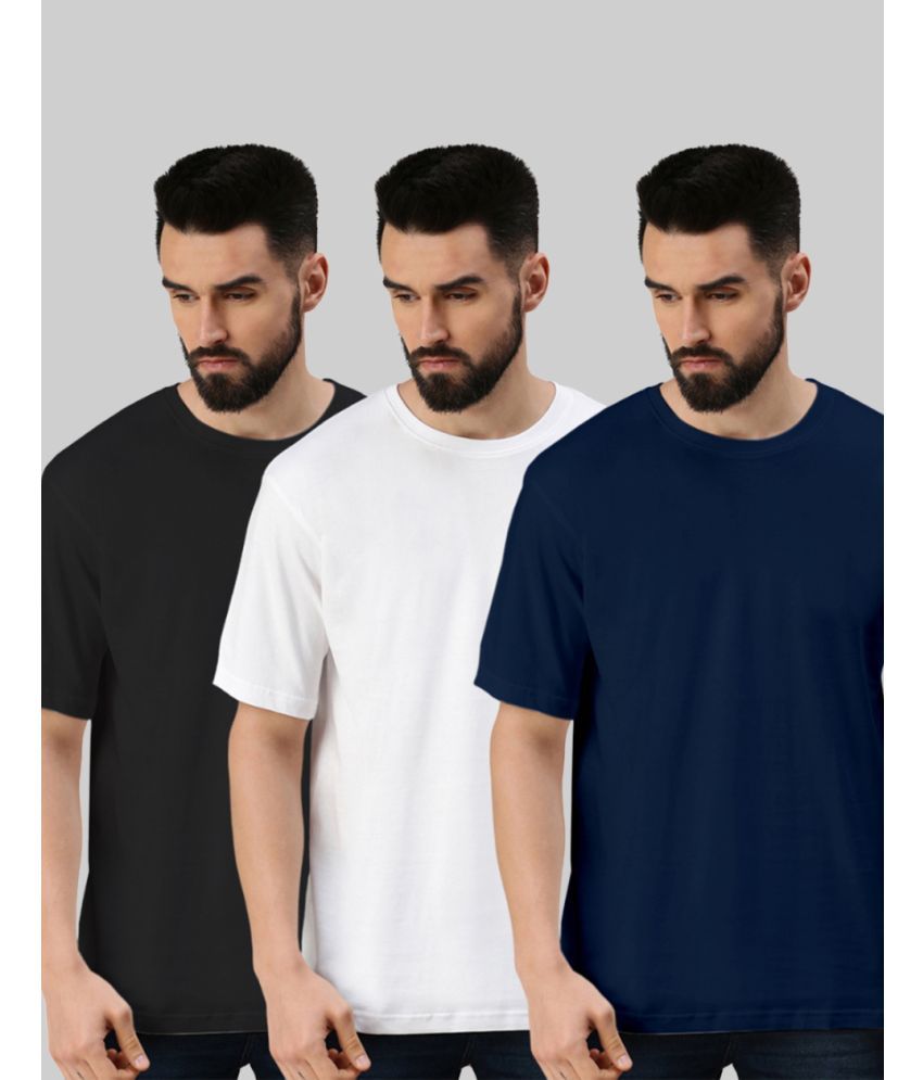     			Veirdo Pack of 3 100% Cotton Oversized Fit Men's T-Shirt ( Blue )